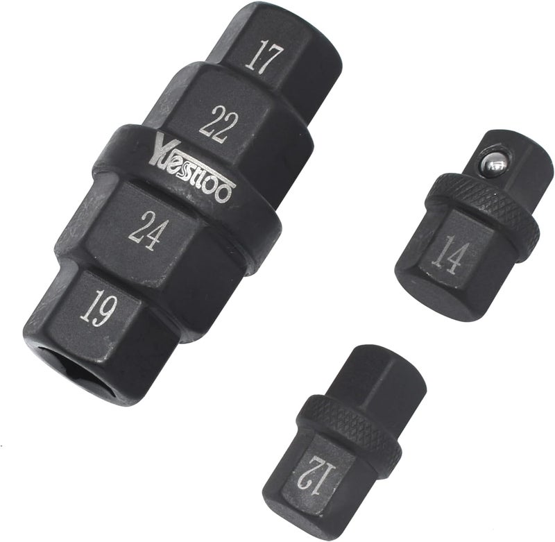 Yuesstloo Hex Axle Tool for Motorcycle Front Axle Wheel, Allen Axle Spindle Socket Adapter Tool, 3/8 Inch 12mm 14mm 17mm 19mm 22mm 24mm, 6 in 1 Motorcycle Hex Allen Axle Tool - Image 1